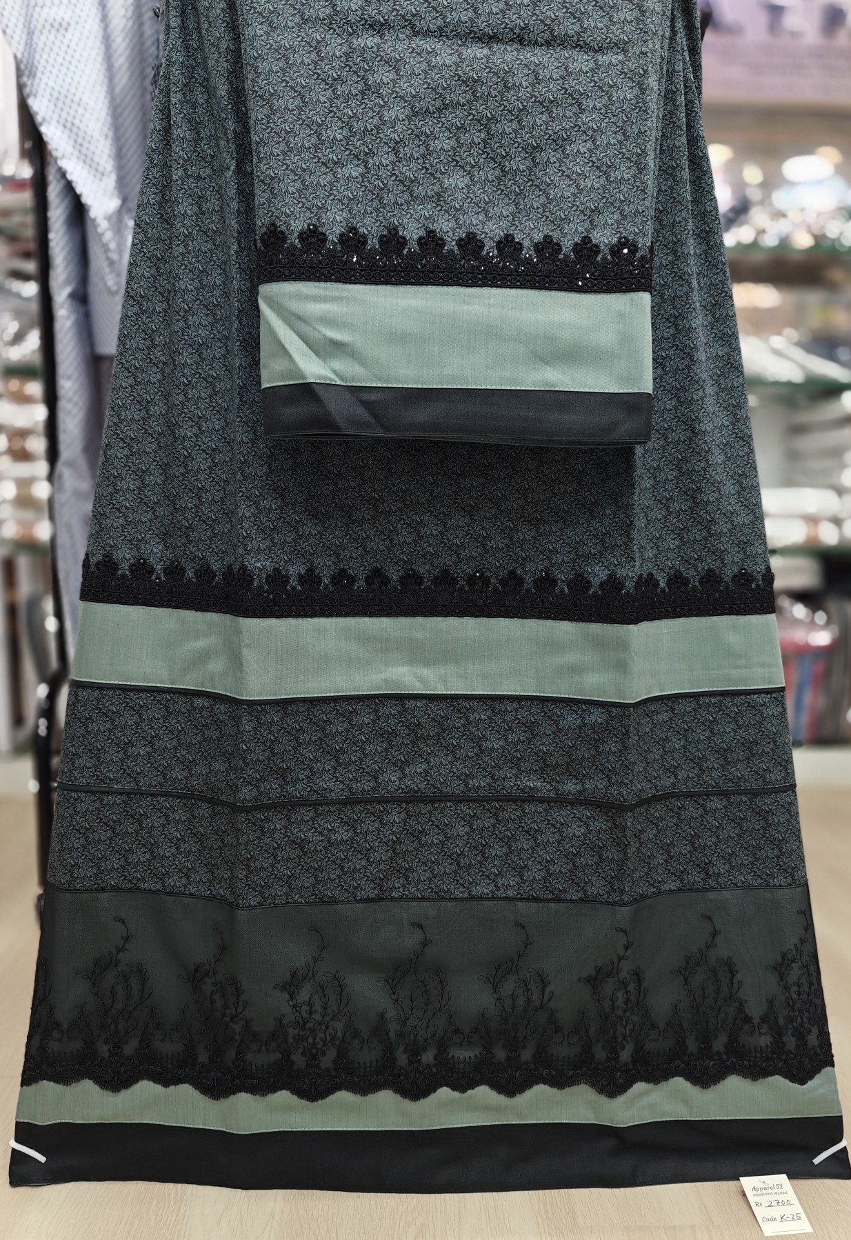  Printed Cotton Black,Green Rida 